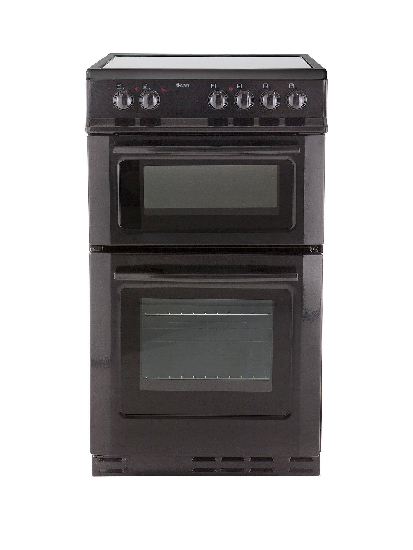 Swan Sx2021B 50Cm Wide Ceramic Twin Cavity Freestanding Electric Cooker - Black