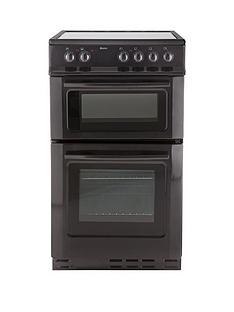 Swan SX2021B 50cm Wide Ceramic Twin Cavity Freestanding Electric Cooker - Black