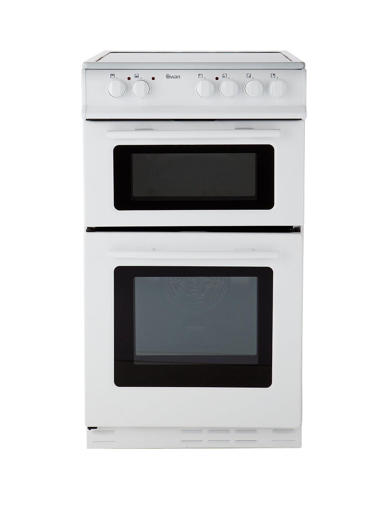 Swan Sx2021W 50Cm Wide Ceramic Twin Cavity Freestanding Electric Cooker – White