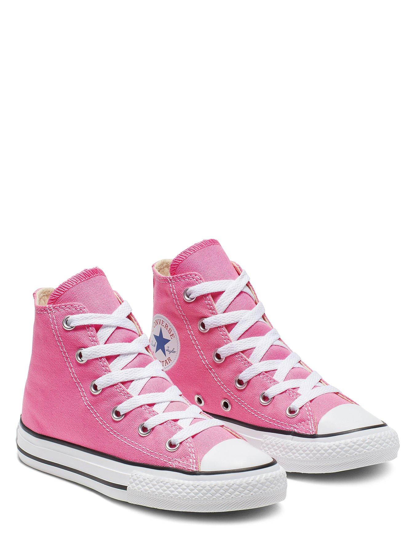 Girls pink cheap converse trainers