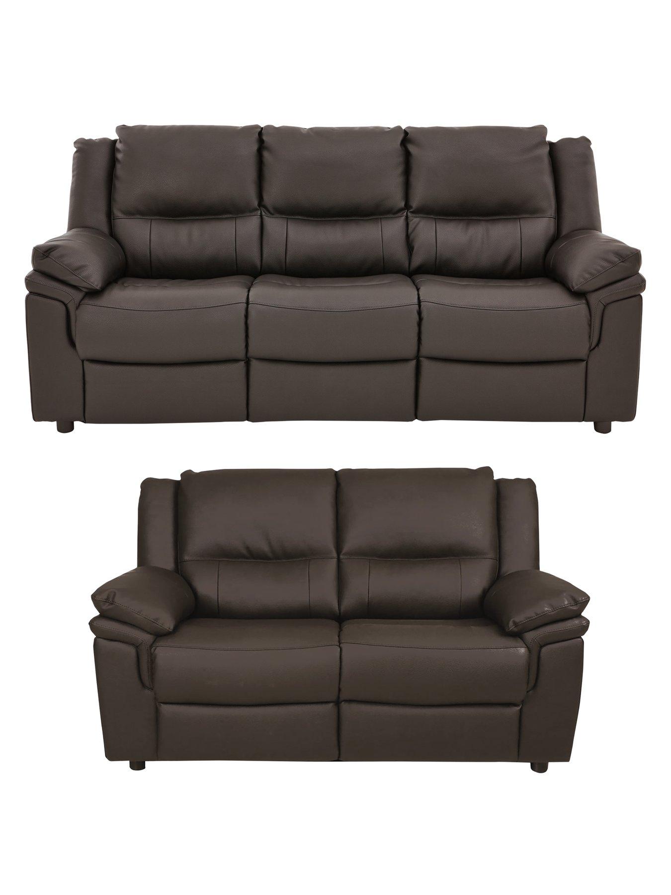 Very Home Albion Luxury Faux Leather High Back 3 Seater + 2 Seater Sofa Set (Buy and SAVE!)