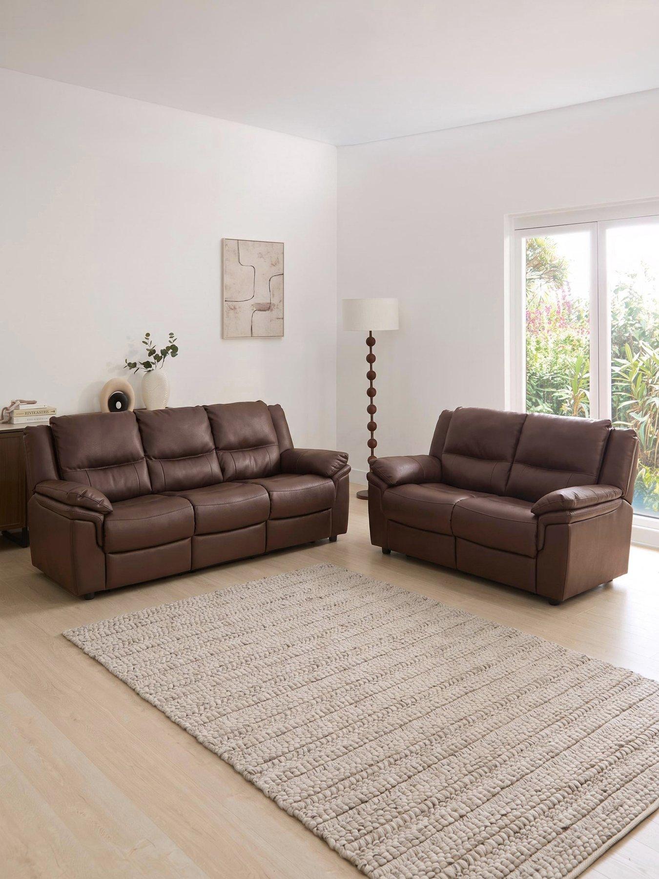 The Very Collection Albion Luxury Faux Leather High Back 3 Seater + 2 Seater Sofa Set (Buy and SAVE!)