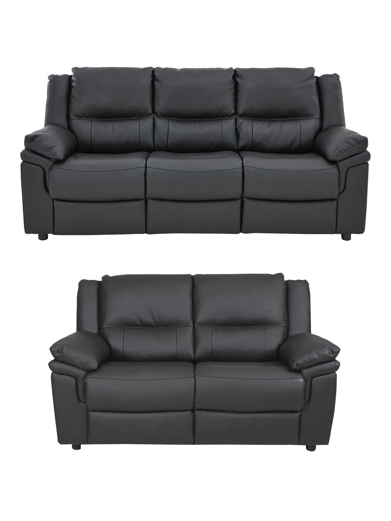 Image 1 of 5 of The Very Collection Albion Luxury Faux Leather High Back 3 Seater&nbsp;+ 2 Seater&nbsp;Sofa Set (Buy and SAVE!)