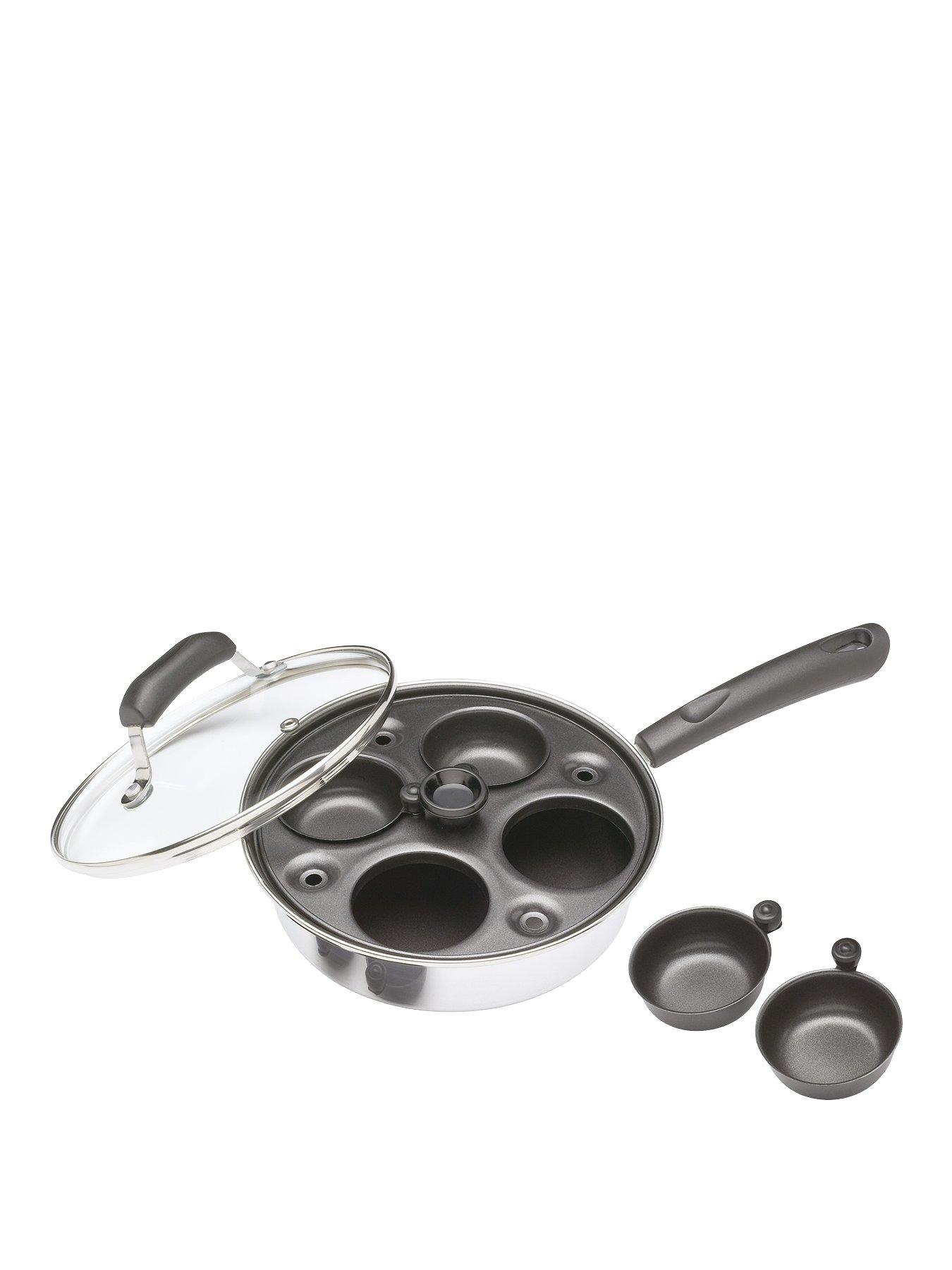 KitchenCraft Carbon Steel Non Stick Induction Safe 4-Cup Egg Poacher, 21 cm