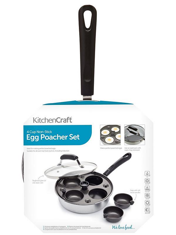 KitchenCraft Carbon Steel Non Stick Induction Safe 4-Cup Egg Poacher 21 cm 
