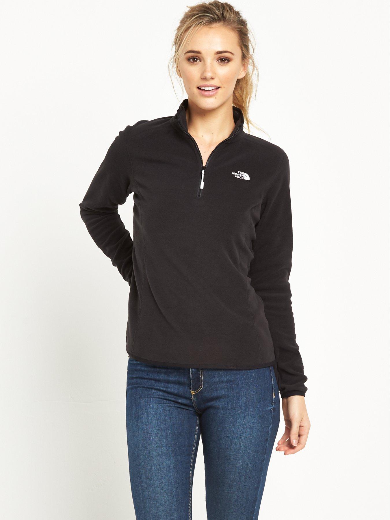 the north face women's 100 glacier full zip fleece black