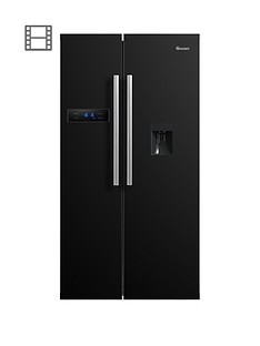 Swan SR70110B 90cm American-Style Double Door Frost-Free Fridge Freezer with Water Dispenser - Black