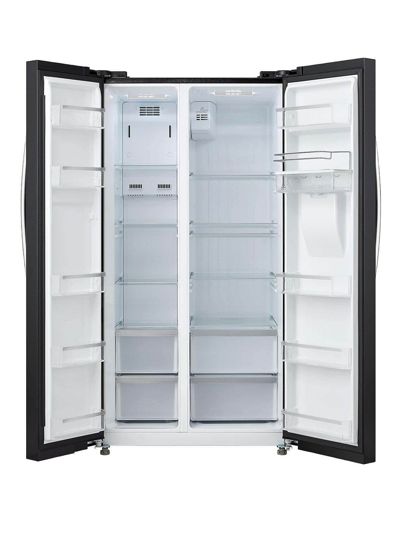 Sr70110b 90cm American Style Double Door Frost Free Fridge Freezer With Water Dispenser Black