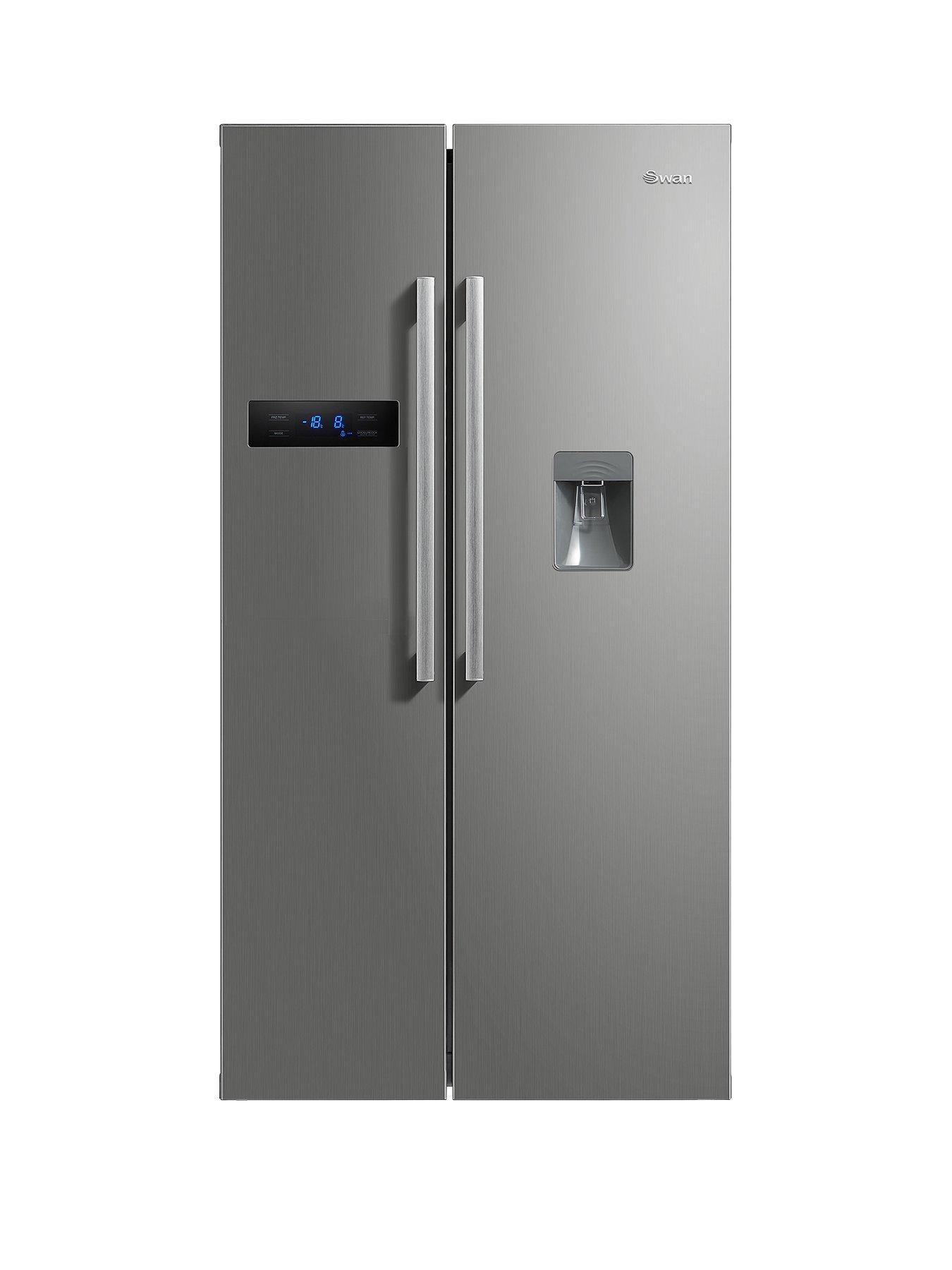 Swan Sr70110S 89.5Cm American-Style Double Door Frost-Free Fridge Freezer With Water Dispenser – Silver