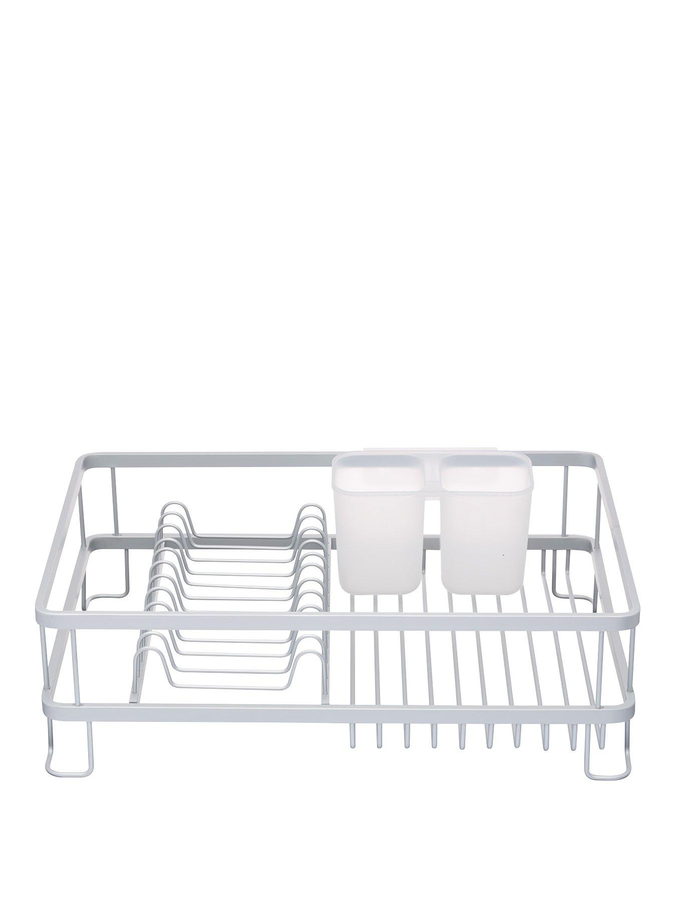 Matte Black Metal Dish Rack (42 X 31.5 X 15.5Cm) - Over Sink Dish Rack With  Cutlery Holder And Plastic Drip Tray For Storage 