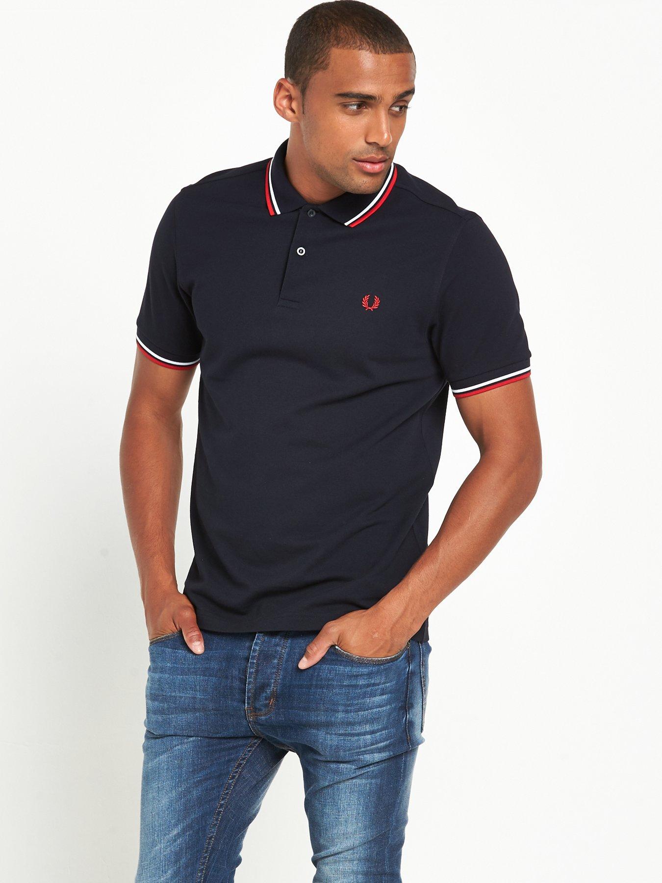 Fred Perry Original Twin Tipped Polo Shirt - Navy | very.co.uk