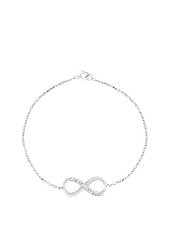 front image of the-love-silver-collection-sterling-silver-cubic-zirconianbspinfinity-bracelet