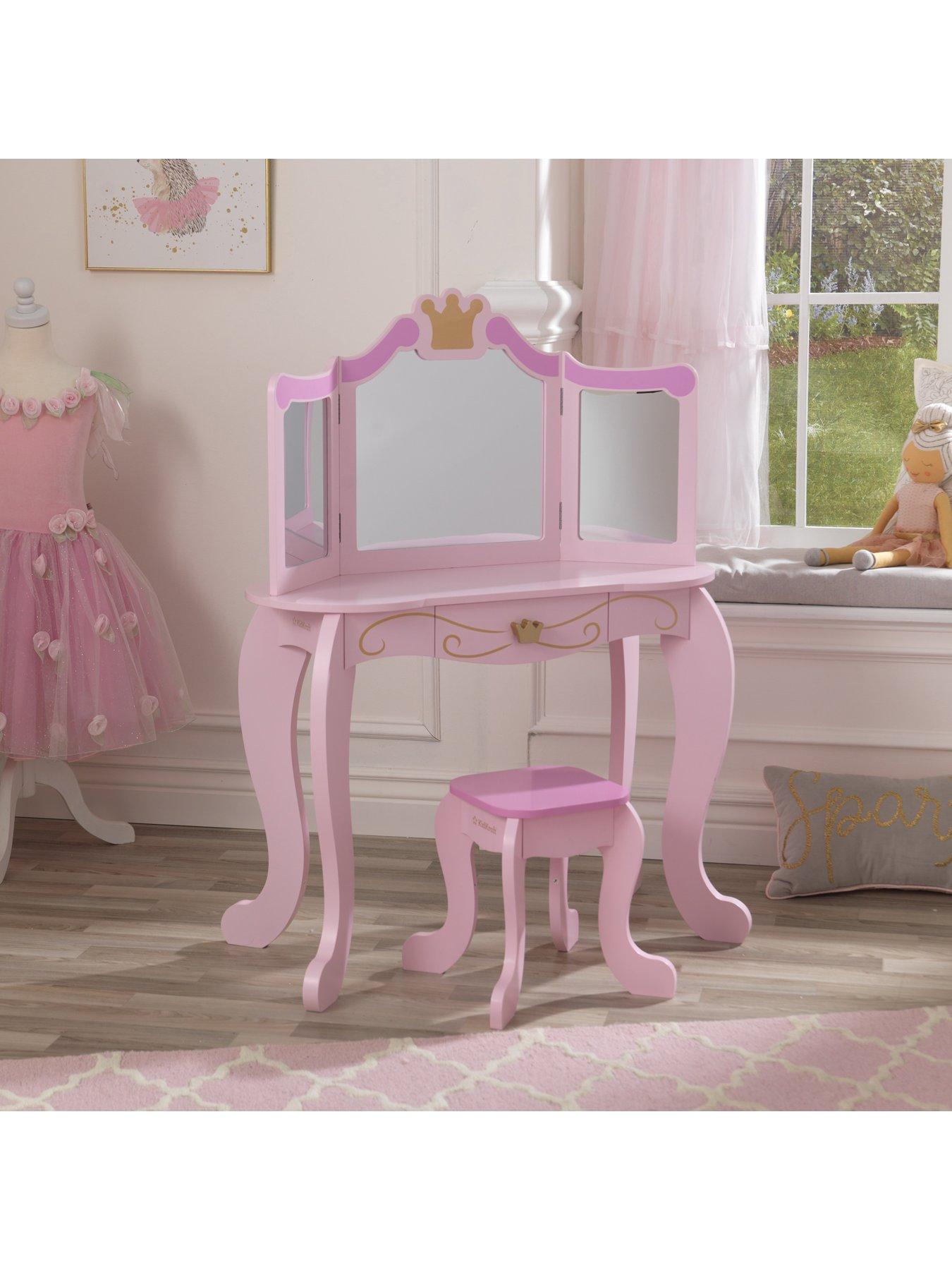 Product photograph of Kidkraft Princess Vanity Table Amp Stool from very.co.uk