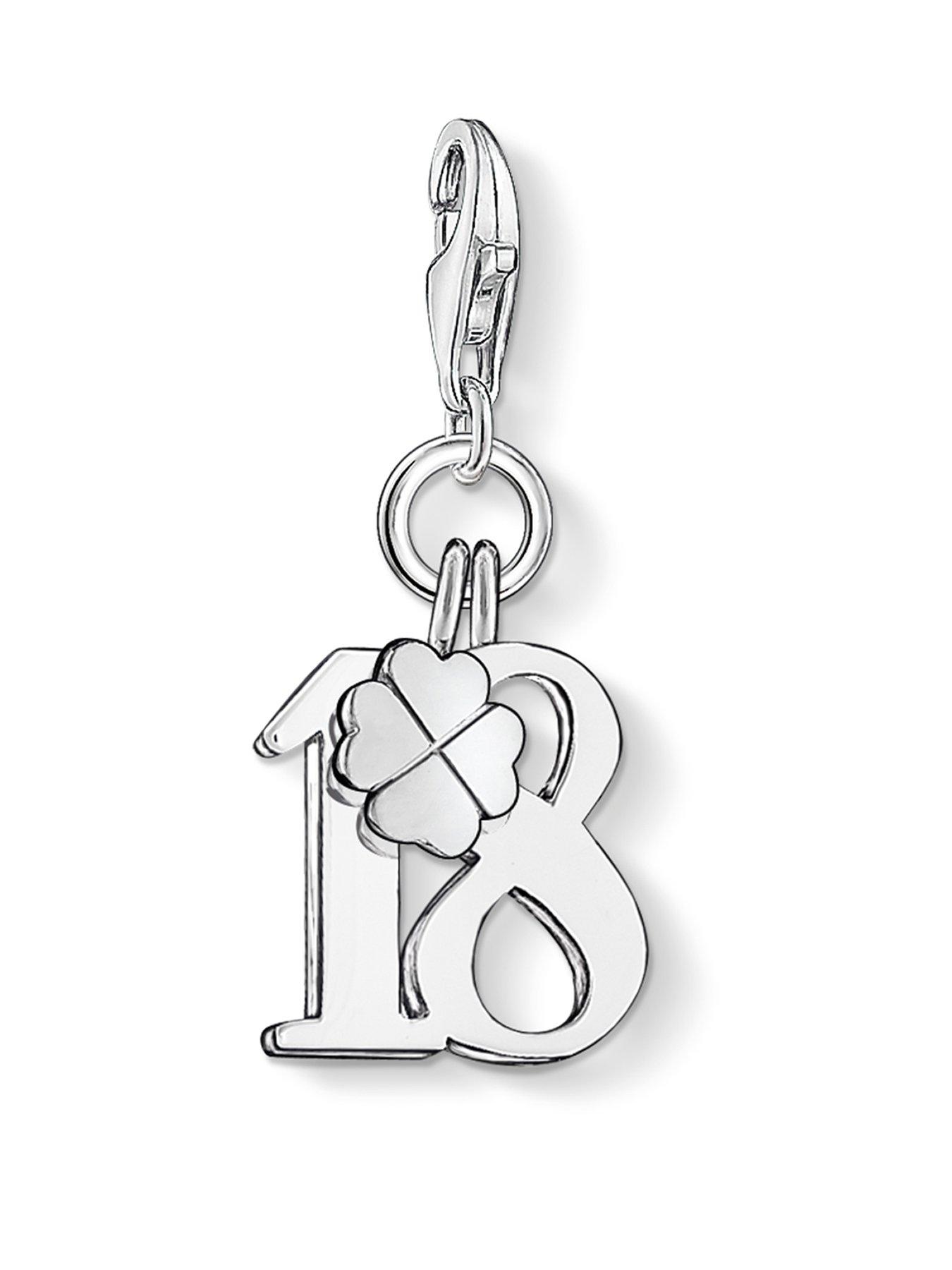 Product photograph of Thomas Sabo Charm Club Lucky Number 18 Charm 925 Sterling Silver from very.co.uk