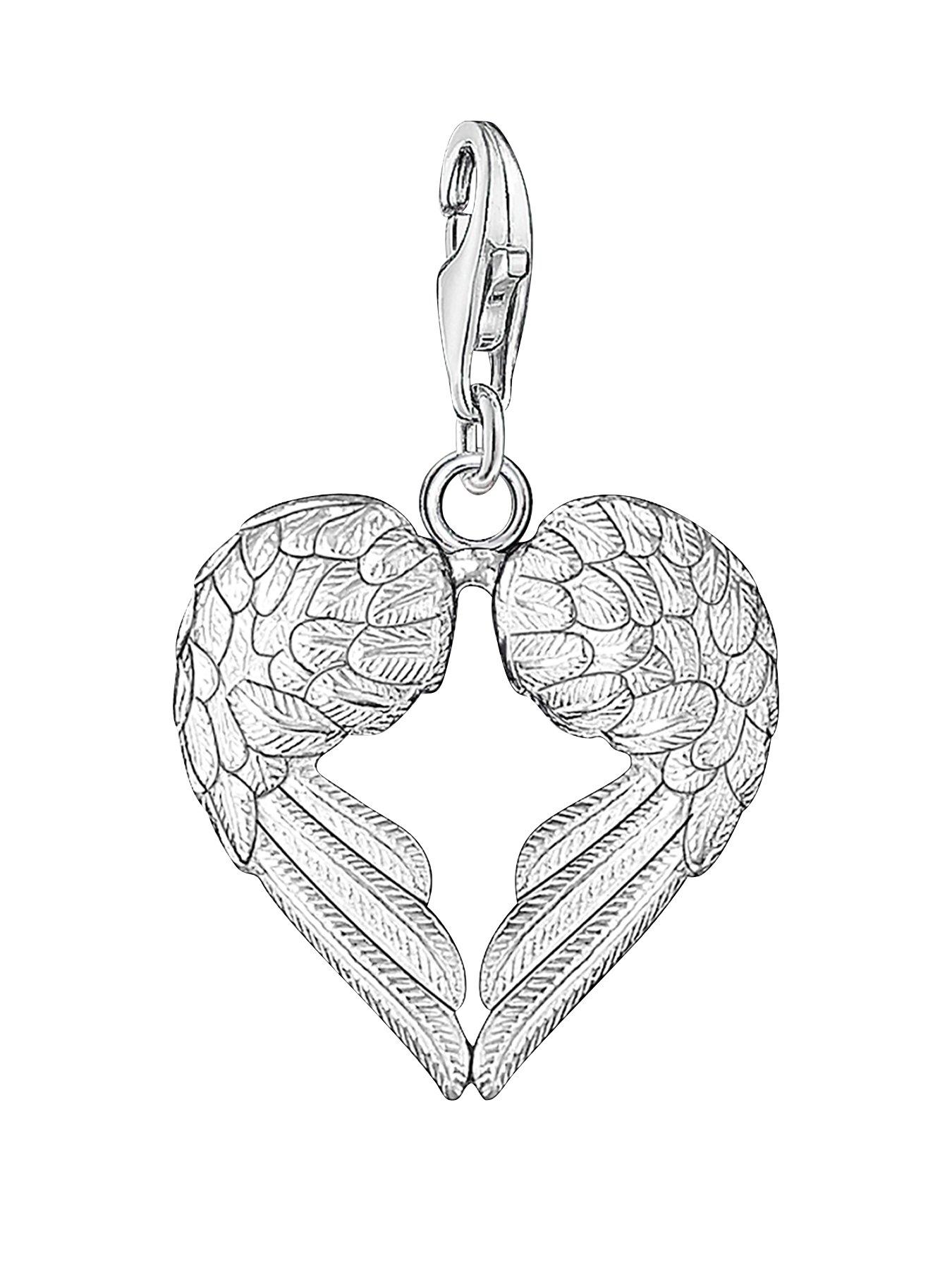 Product photograph of Thomas Sabo Sterling Silver Charm Club Angel Wings Heart Charm from very.co.uk