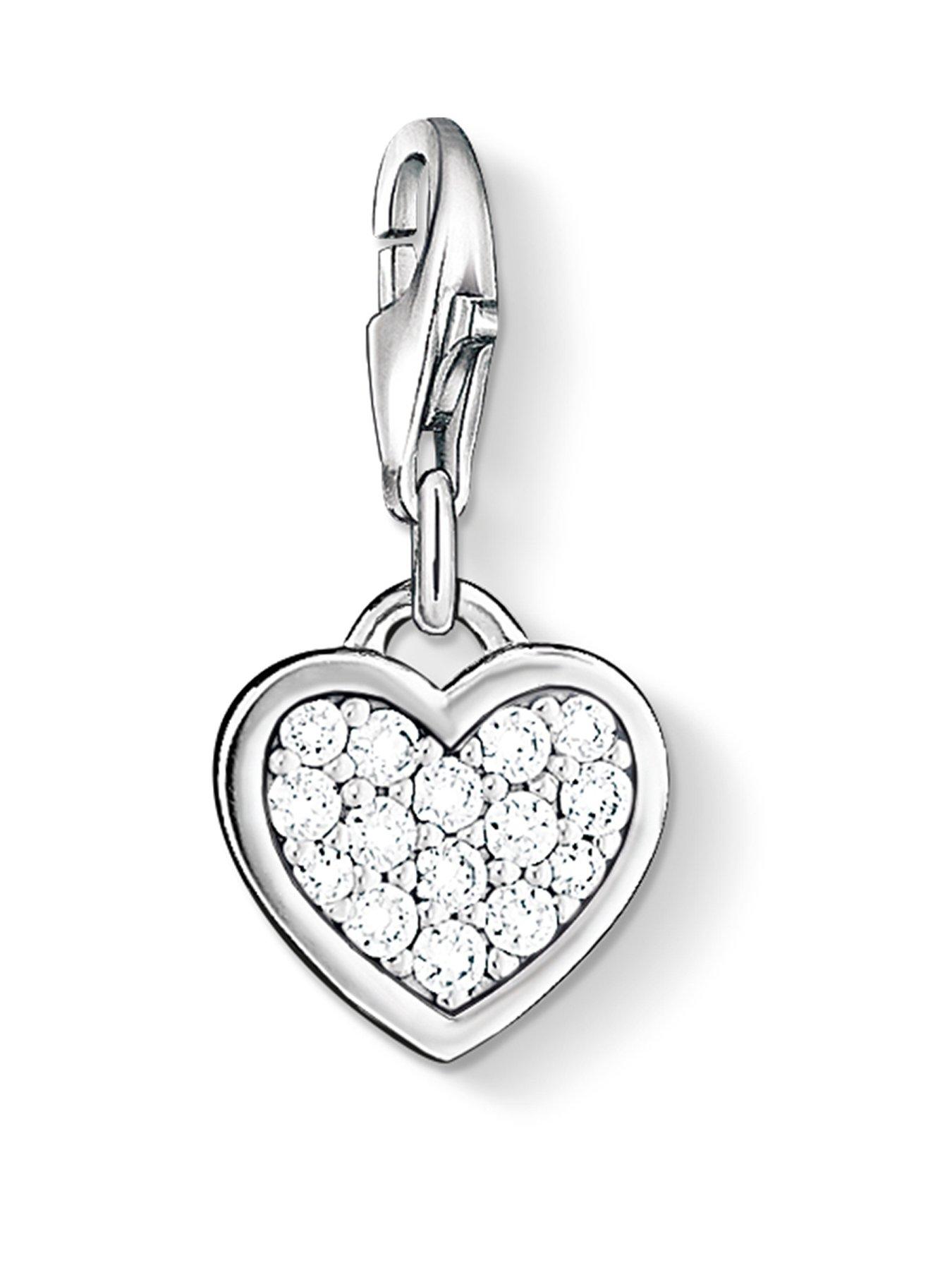 Product photograph of Thomas Sabo Charm Club Zirconia Pav Eacute Heart Charm 925 Sterling Silver from very.co.uk