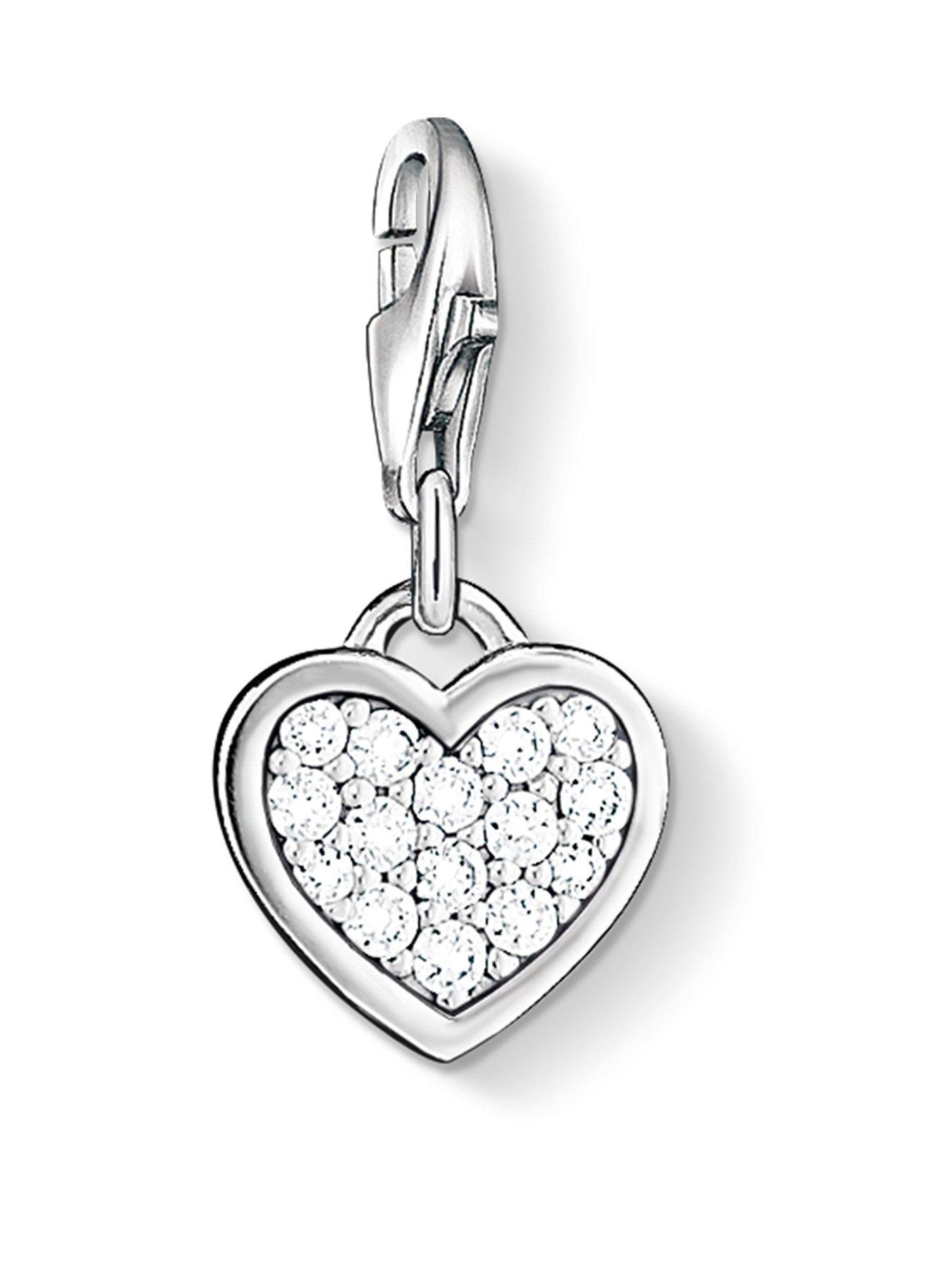 undefined Charm Club Zirconia Pavé Heart Charm, 925 Sterling Silver