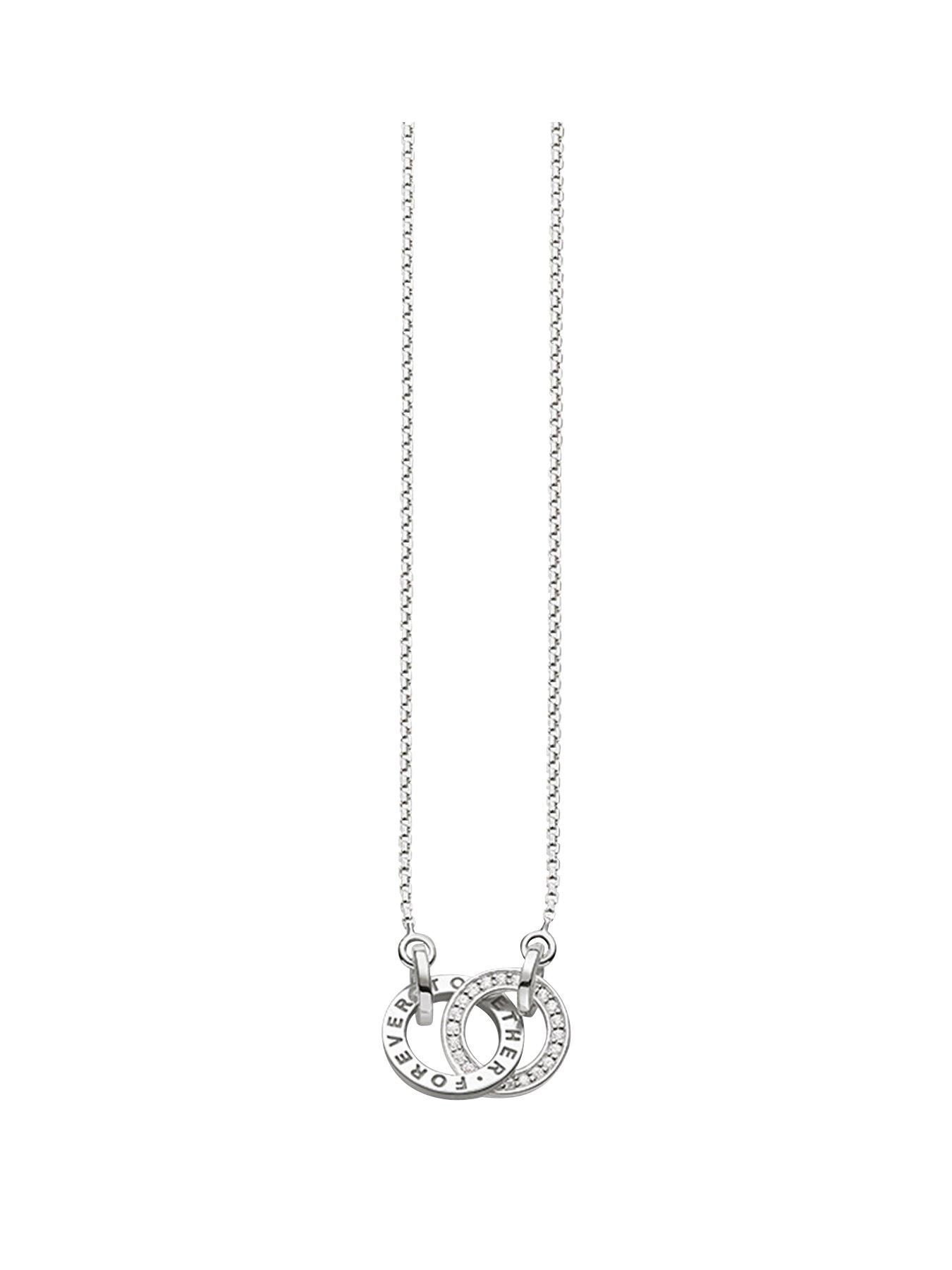 Product photograph of Thomas Sabo Sterling Silver Together Forever Small Size Intertwined Cubic Zirconia Rings Necklace from very.co.uk