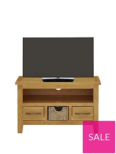 Luxe Collection London Seagrass Oak Ready Assembled Small TV Unit - fits up to 32 Inch TV