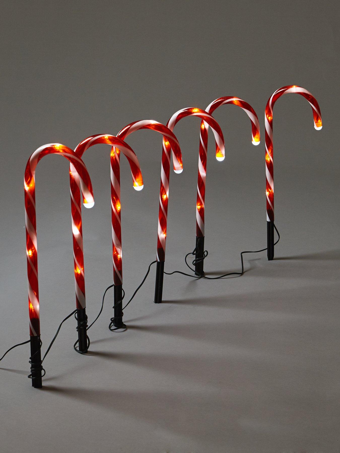 Candy Cane Garden Stake Light Outdoor Christmas Decorations (Set of 6