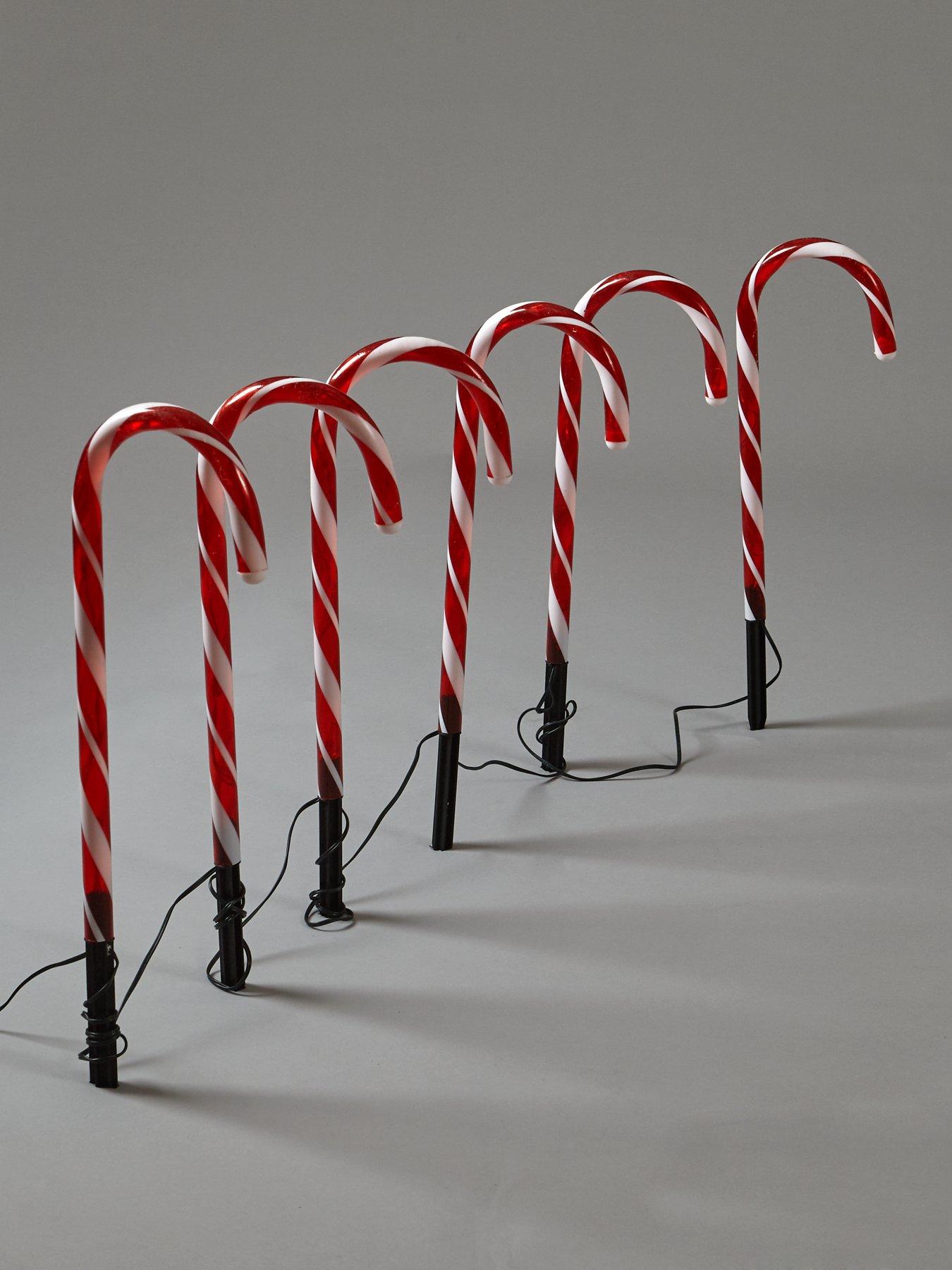 Candy Cane Garden Stake Light Outdoor Christmas Decorations (Set of 6