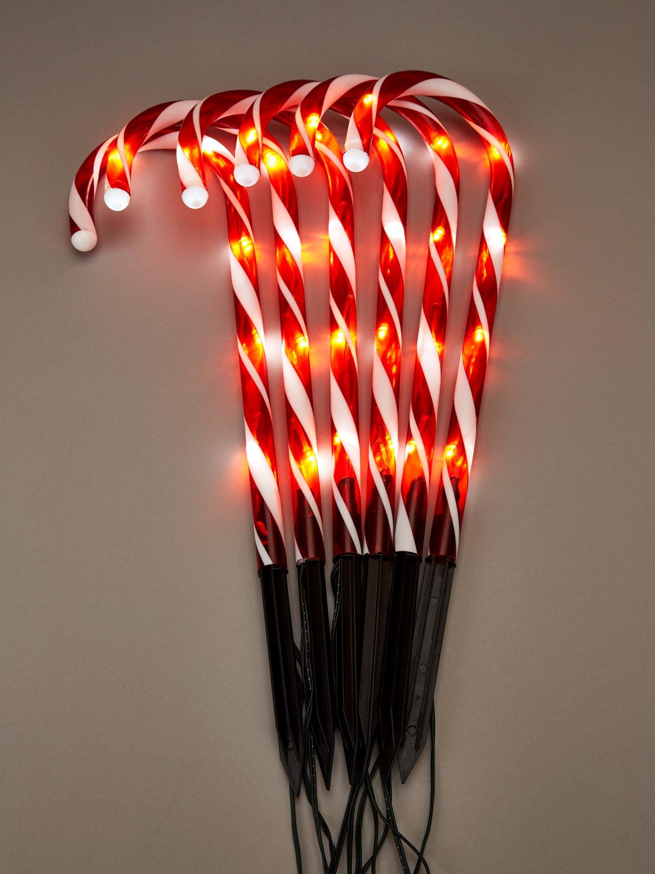 Candy Cane Garden Stake Light Outdoor Christmas Decorations (Set of 6 ...