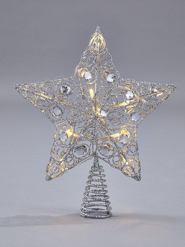 Silver A2Z Home Solutions Christmas Star Tree Topper with 10 LED lights 