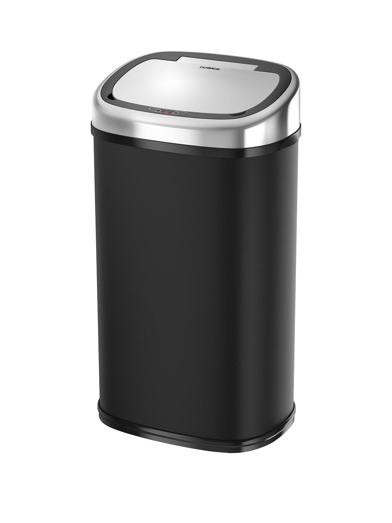 Tower 58-litre Square Sensor Bin in Black