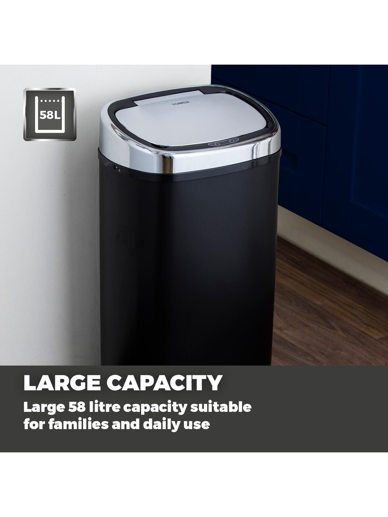 Image 5 of 8 of Tower 58-litre Square Sensor Bin in Black