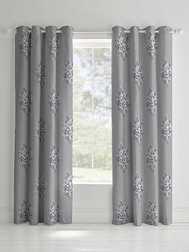 Product photograph of Catherine Lansfield Floral Bouquet Lined Eyelet Curtains from very.co.uk