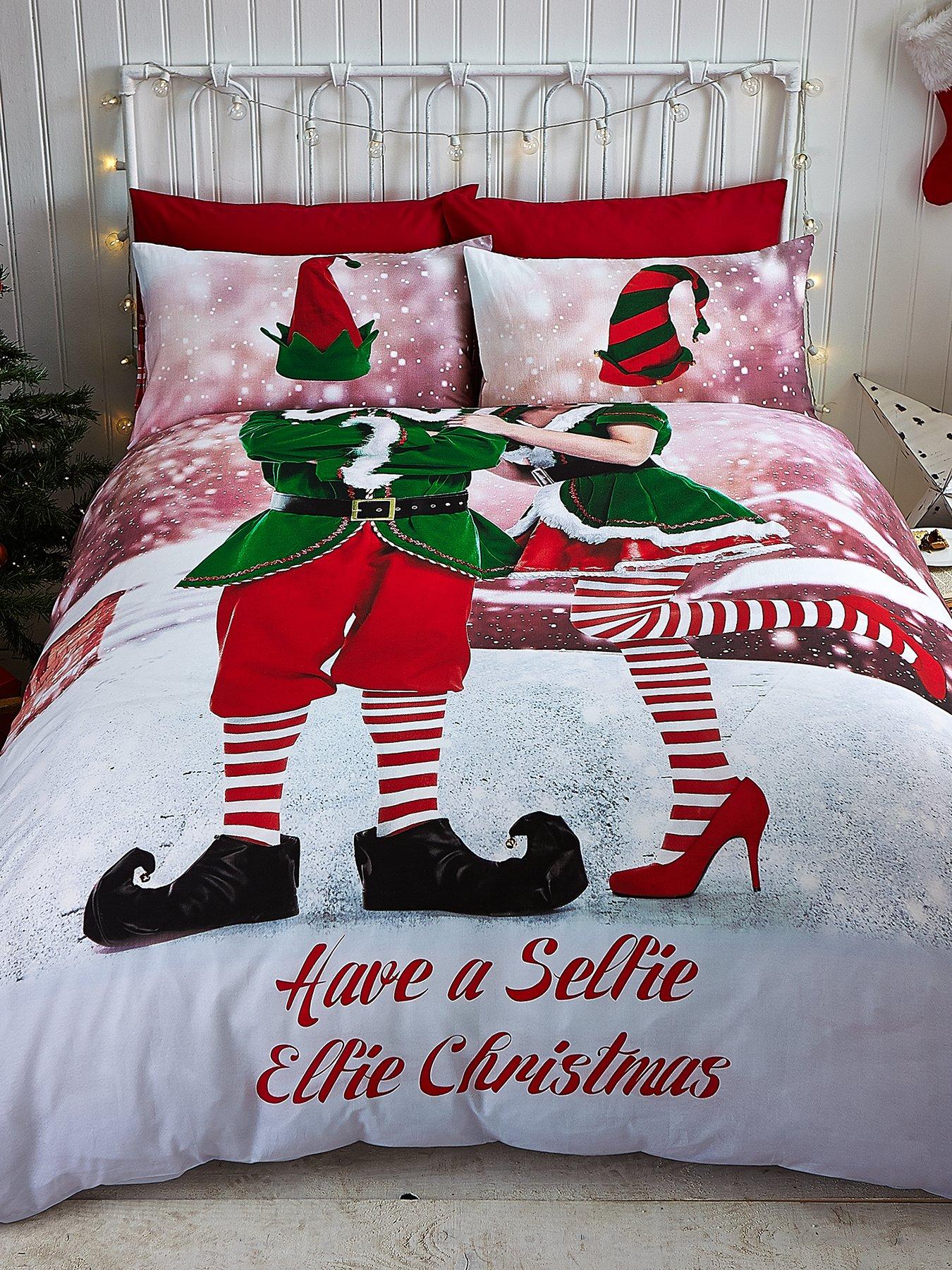 Catherine Lansfield Selfie Elfie Christmas Duvet Cover Set Very