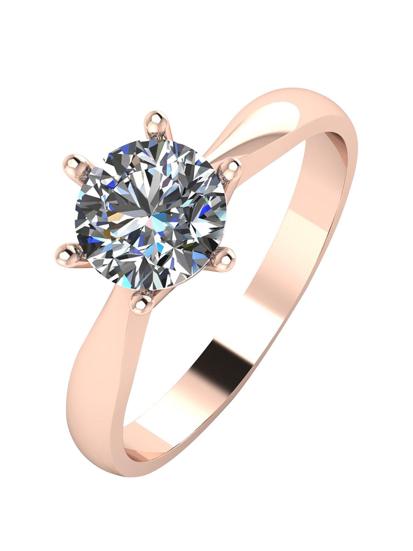 Product photograph of Moissanite 9ct Rose Gold 1 Carat Solitaire Moissanite Ring from very.co.uk