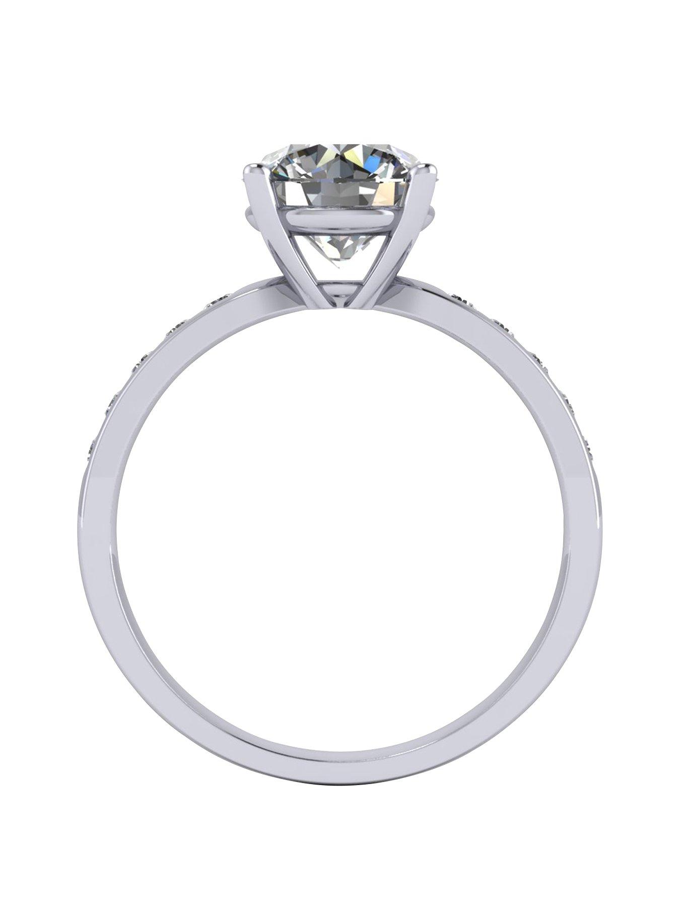 Moissanite Platinum 2.3 Carat Solitaire Moissanite Ring with Stone Set ...