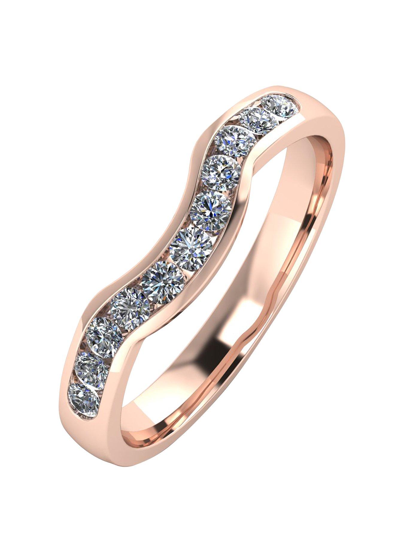 undefined 9ct Gold 33pt Channel Set Shaped Wedding Ring