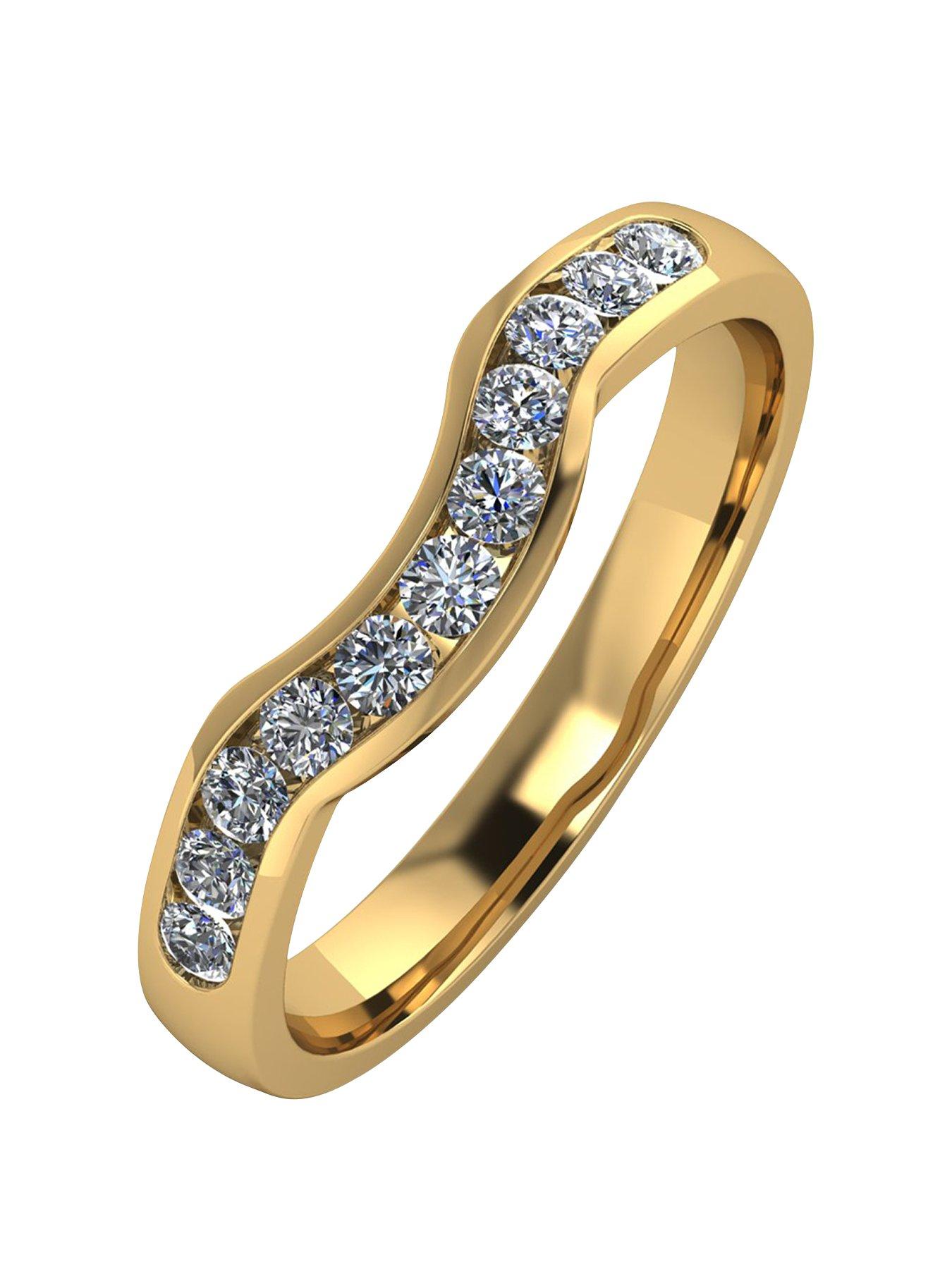 Product photograph of Moissanite 9ct Gold 33pt Channel Set Shaped Wedding Ring from very.co.uk