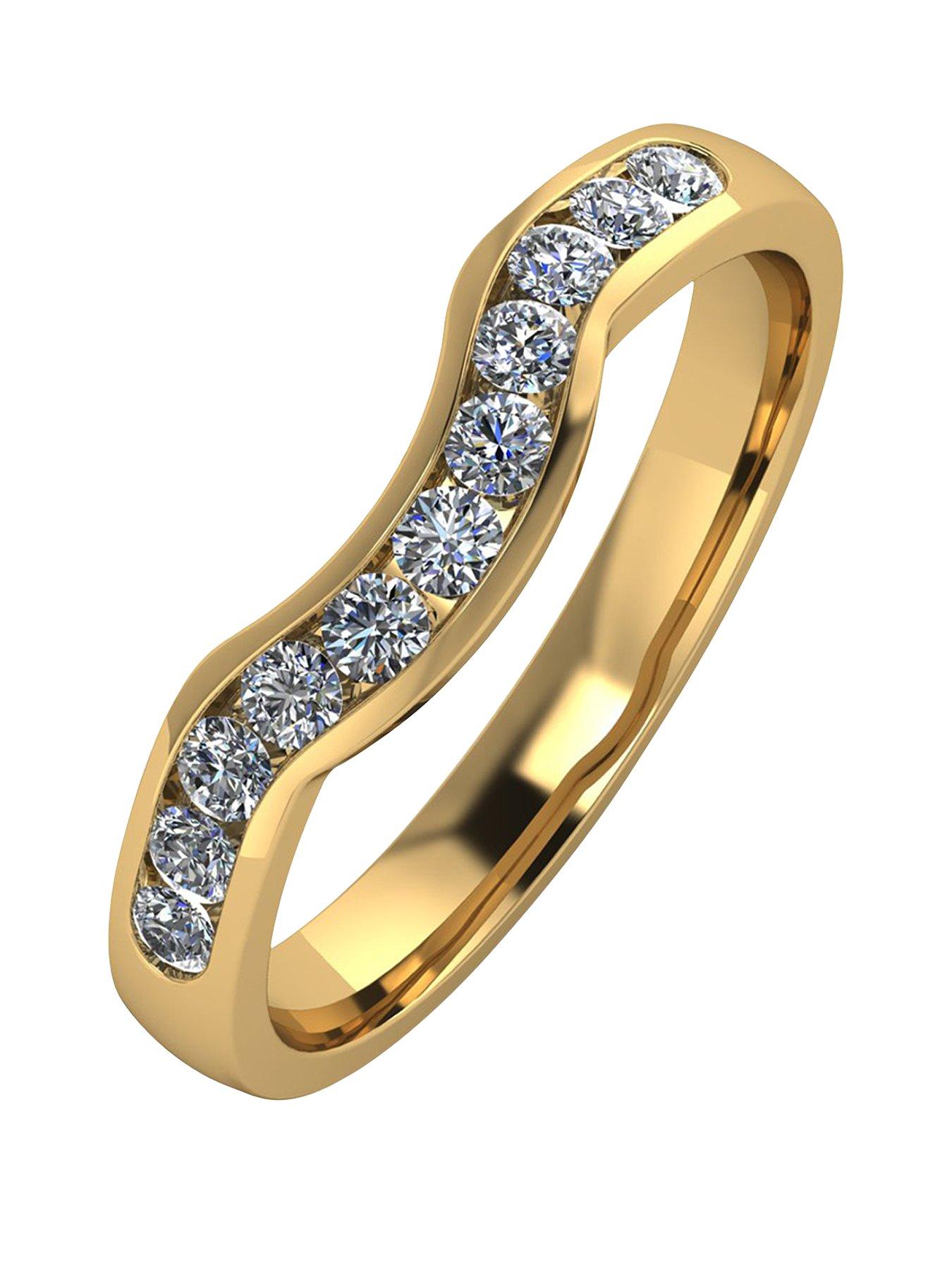 Moissanite 9ct Gold 33pt Channel Set Shaped Wedding Ring