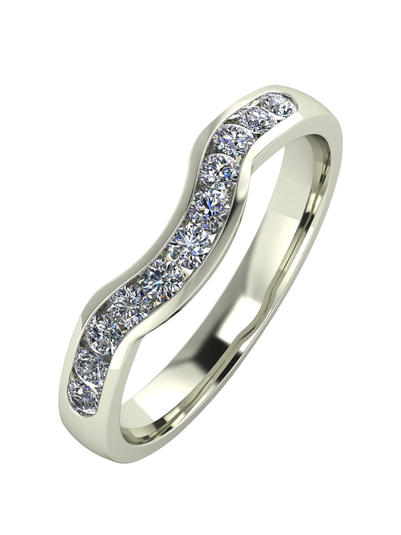 undefined 9ct Gold 33pt Channel Set Shaped Wedding Ring