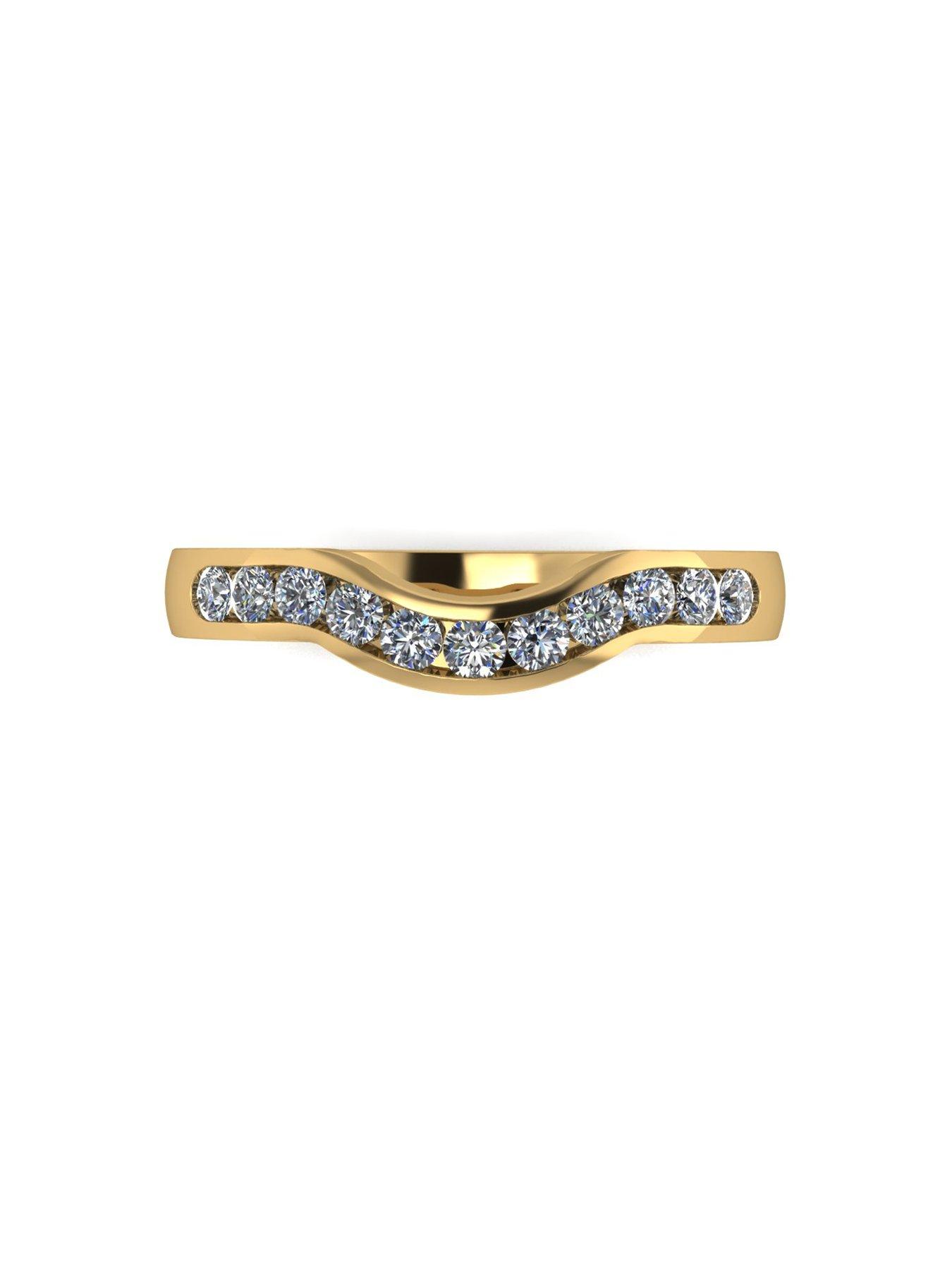 Image 4 of 5 of Moissanite 9ct Gold 33pt Channel Set Shaped Wedding Ring
