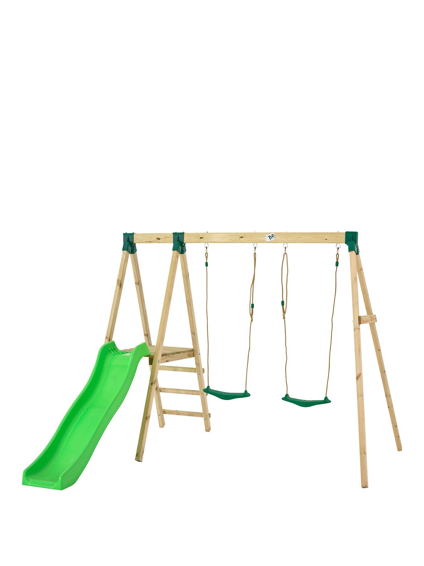 tp forest multiplay wooden swing set & slide