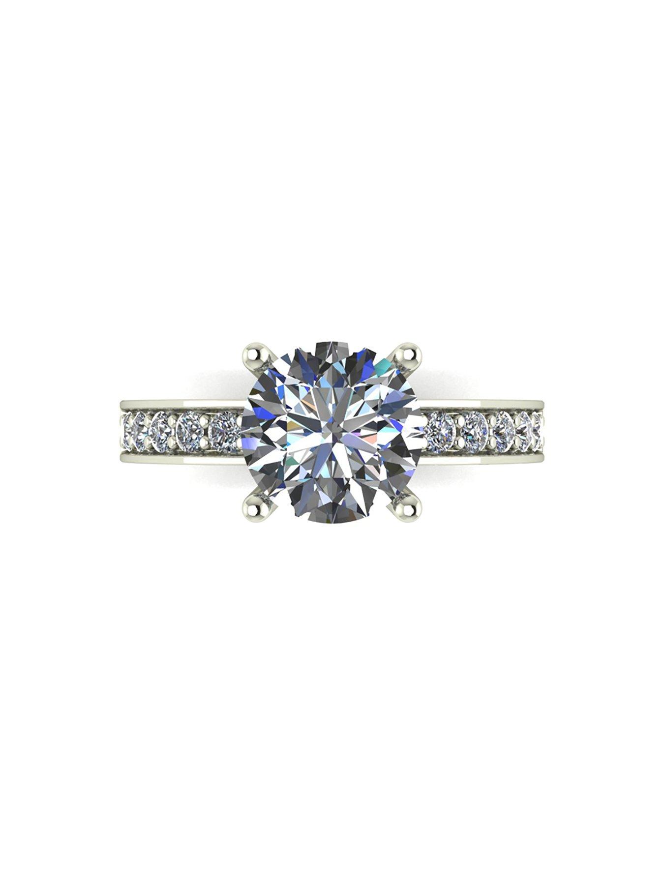 Image 2 of 6 of Moissanite Lady Lynsey 9ct Gold 2.25ct total Round Brilliant Moissanite Solitaire Ring With Stone Set Shoulders