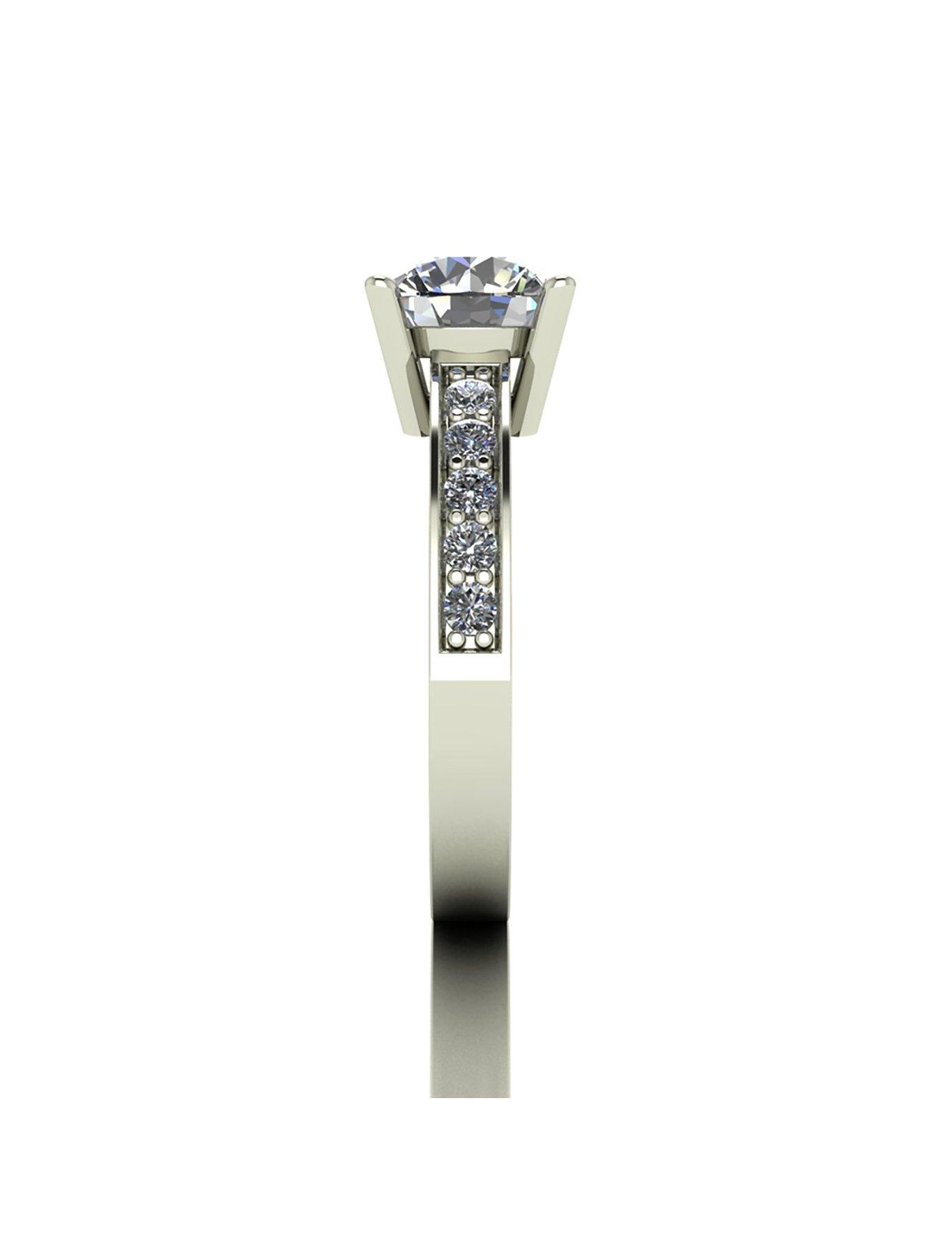 Image 5 of 6 of Moissanite Lady Lynsey 9ct Gold 2.25ct total Round Brilliant Moissanite Solitaire Ring With Stone Set Shoulders