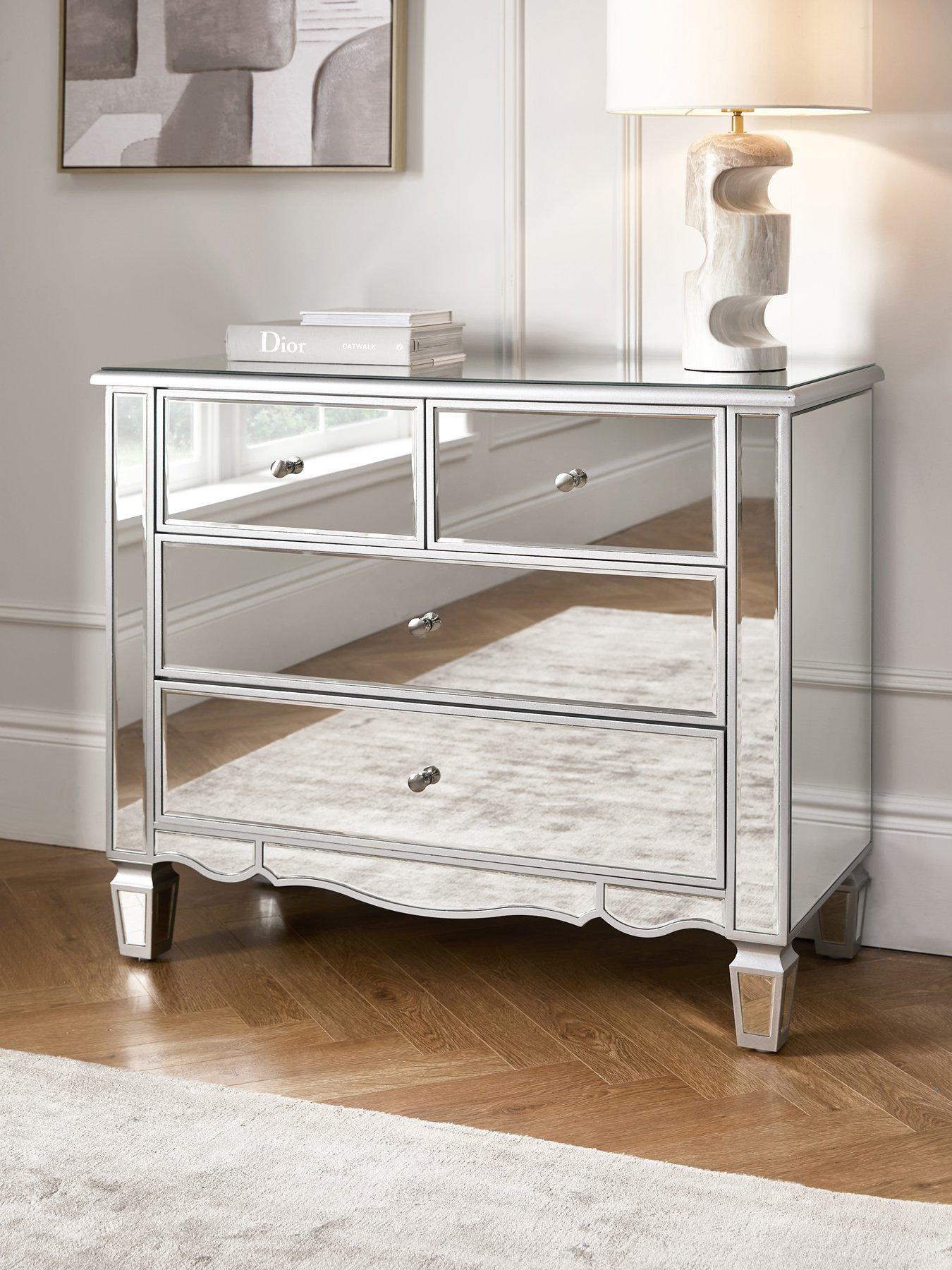 Mirrored front chest on sale of drawers