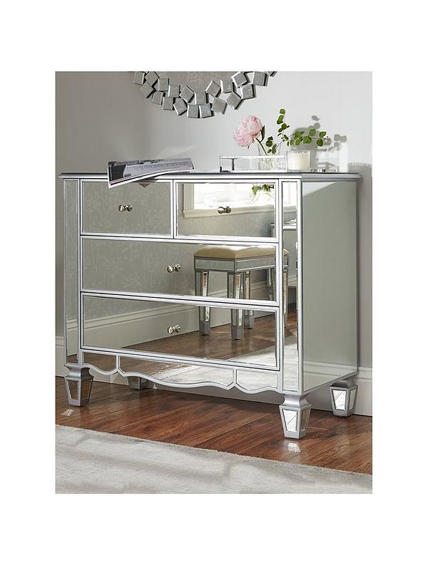 Mirage Mirrored 2 Drawer Chest, Mirrored Bedroom Chest Of Drawers