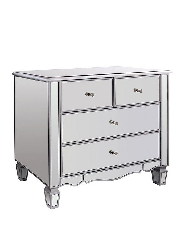 Mirage Mirrored 2 Drawer Chest, Mirrored Chest Of Drawers Furniture