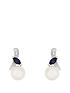  image of love-pearl-9ct-whitenbspgold-diamond-set-freshwater-pearl-and-created-sapphire-earrings