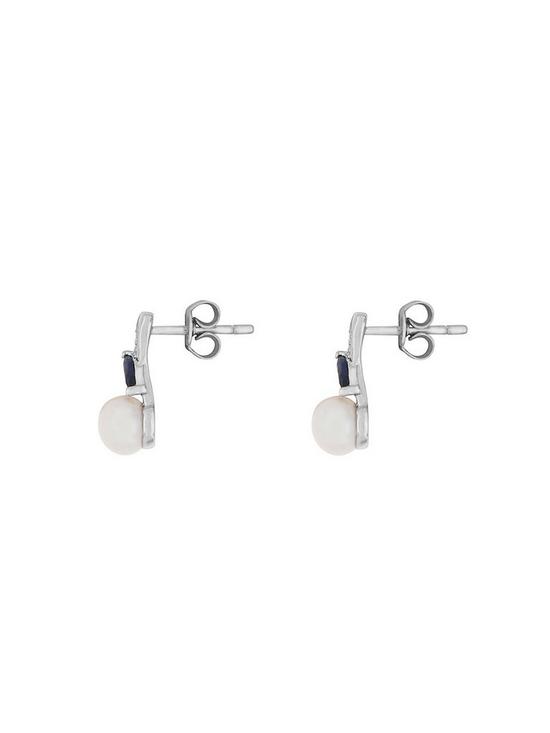 stillFront image of love-pearl-9ct-whitenbspgold-diamond-set-freshwater-pearl-and-created-sapphire-earrings
