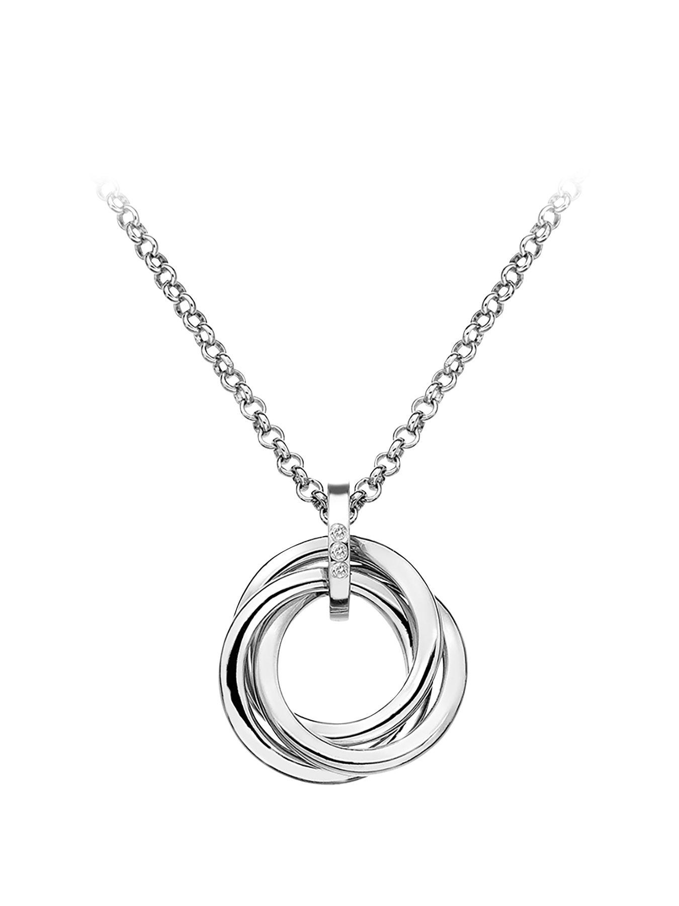undefined Sterling Silver Diamond Trio Ring Pendant