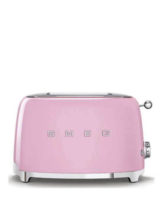 front image of smeg-tsf01-2-slice-toaster-pink
