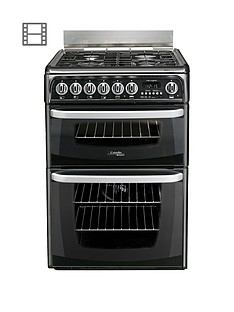 Cannon By Hotpoint CH60DHKF 60cm Electric Double Oven Cooker and Gas Hob with FSD - Black
