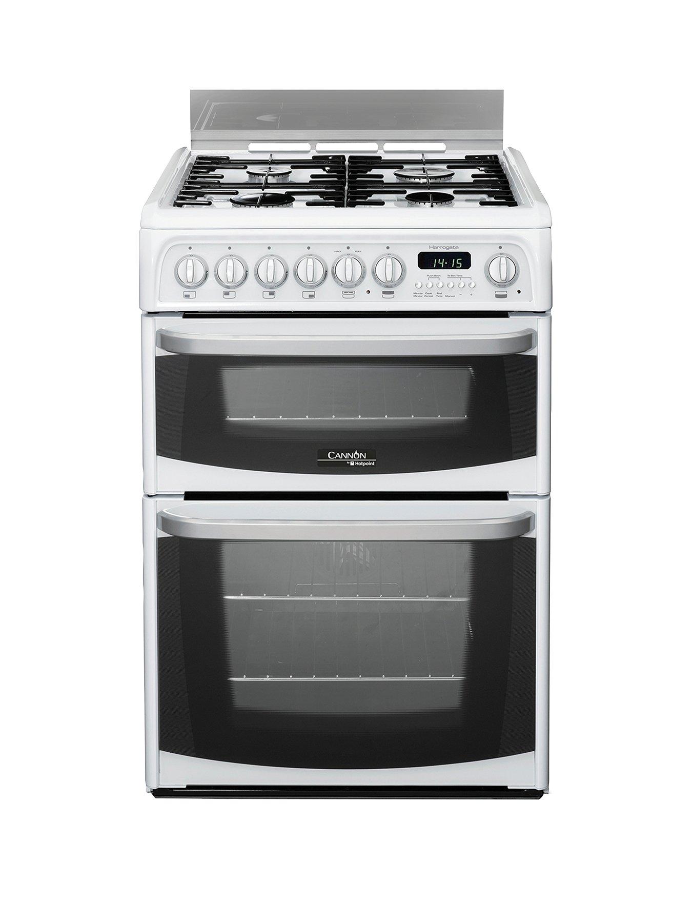 Cannon By Hotpoint Ch60Dhwf 60Cm Double Oven Electric Cooker And Gas Hob With Fsd - White